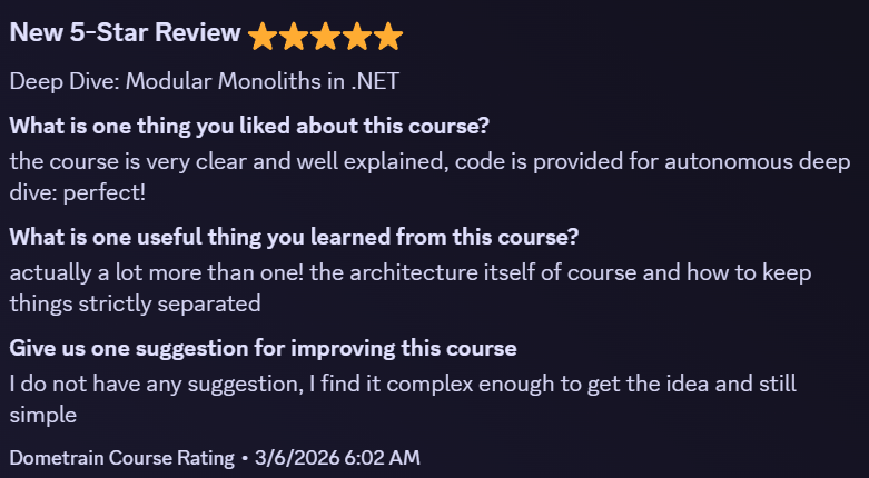 Student review of Deep Dive - OutboxServer in .NET